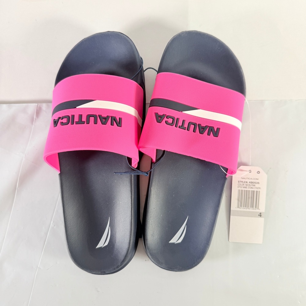 Nautica Stono 2 Youth Girls Slide Sandals Athletic Neon Pink Size 4 NEW‎